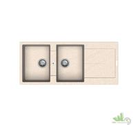 LAVELLO LAVANDINO QUARZO CUCINA 2 VASCHE GOCCIOLATOIO 116x50CM AVENA REVERSIBILE