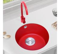lavello, Lavello da bancone in acciaio inox 304 con vasca singola, piccolo, con set di scarico, a incasso(45CM/18IN)