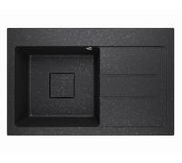 Lavello Lavello in granito grafite - profondità 78 x 49,6 cm - 1 vasca con scolapiatti - antigraffio e reversibile - con scarico nascosto - con set di scarico