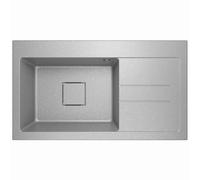 Lavello Lavello in granito grigio argento metallizzato - profondità lavello 88 x 50 cm - lavello da cucina 1 bacino con scolapiatti - antigraffio e reversibile - con scarico nascosto - incl. set di