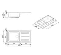 Smeg LZ150A2 lavello Lavello montato su piano Rettangolare Granito