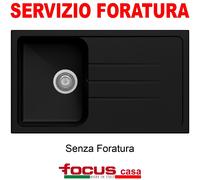 Plados Lavello Cucina Fragranite 1 Vasca Incasso con Gocciolatoio Larghezza 86 cm materiale Ultragranit colore Black Matt UG70 - PL0861 Serie Atlantic
