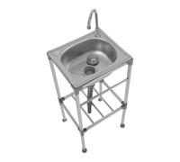 Lavello mobile in acciaio inox, 38 x 33 x 83 cm, con rubinetto a 360°, portata 60 kg e isolamento acustico, incluso tubo di scarico, cestino filtro e accessori per ristorante, lavanderia