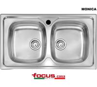 Lavello acciaio Made in Italy Monica cm 86x50 2 vasche