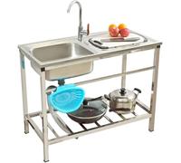 Lavello monobacino indipendente, Lavello multiuso in acciaio inossidabile, vasca singola da appoggio con contenitore for rubinetto, dimensioni multiple(85 * 50 * 75cm/33 * 19 * 29in)