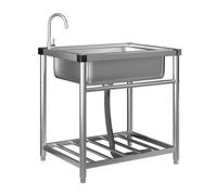 Lavello Multifunzionale Indipendente In Acciaio Inossidabile 304 Con Rubinetto Di Supporto For Cucina, Garage, Lavanderia, Seminterrato, Ecc Facile Da Pulire E Da Mantenere(SIZ 5843 A)