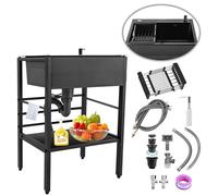Lavello multifunzione per esterni, 100 x 45 x 86 cm, lavello da cucina con scolapiatti e set di scarico inclusi, senza rubinetto, lavabo commerciale per ristorante, bar, garage