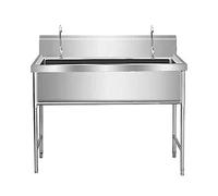 Lavello multiuso in acciaio inox, lavello da cucina, vasca per bucato autoportante con supporto e rubinetto per lavanderia, garage, casa di campagna, 39,3 x 19,6 x 3,39.3X19.6X31.4inch/100X50X80cm