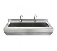 Lavello multiuso in acciaio inox per lavaggio a mano, resistente, montaggio a parete con rubinetto, kit di scarico e gancio nascosto, grande bacino per lavanderia
