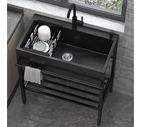 Lavello multiuso in acciaio inox per lavaggio, singolo per catering, ristorante, cucina set con rubinetto, garage, lavanderia, esterno
