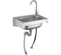 Lavello Multiuso per Montaggio A Parete, Lavello in Acciaio Inox per Lavaggio con Rubinetto, Lavamani Professionale A Parete Certificato NSF, per Ristoranti, Negozi, Bar, Cucin, 37 * 31cm (14.5x12in)