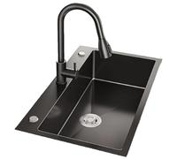 Lavello nano fatto a mano, grande vasca singola, acciaio inossidabile spesso, lavello for lavastoviglie, lavello da cucina, lavello sottopiano,nero canna di fucile(50 * 40cm(19.6 * 15.7in))