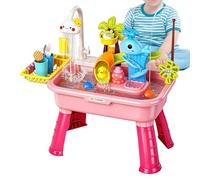 Lavello per bambini con acqua corrente, tavolo dell'acqua elettrico con rubinetto con batteria, giocattolo da cucina, per bambini da 1 a 5 anni, gioco di ruolo, asilo, scuola materna e giardino