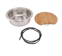 Lavello per camper in acciaio inossidabile 304, 360 x 120 mm, con blocco di taglio in bambù, rotondo, per barca, antiruggine, perfetto per uso esterno e cucina