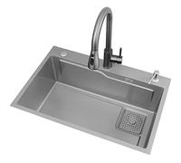 Lavello per Camper in Acciaio Inox 304 a Una Vasca, lavello da Cucina sottotop con Set di Scarico, Rubinetto Exi25C, Perfetto per l'arredamento della casa, Dimensioni co