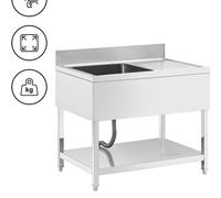 Royal Catering RCGS-1B100D7 - Lavello a 1 bacino da 500 x 500 x 300 mm, in acciaio INOX