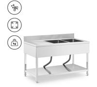 Lavello per cucina professionale - 2 vasche - Acciaio inox - 140 x 70 cm - Royal Catering RCGS-2B140D7