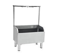 Lavello per pavimenti in acciaio inox, profondità 30,5 cm, con doppia prevenzione del troppopieno, staffa da parete e gancio, perfetto per cucina, ristorante, lavanderia, affari, garage, argento 60 x