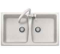 Plados Lavello Cucina Fragranite 2 Vasche Incasso Larghezza 86 cm materiale Ultragranit colore Bianco Opale UG90 - SP0862 Serie Spazio