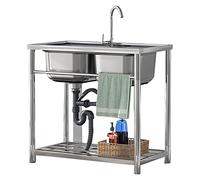 Lavello portatile in acciaio inossidabile con rubinetto e scaffale di stoccaggio per cucina commerciale e lavaggio di utilità