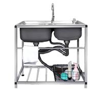 Lavello portatile, lavello indipendente commerciale, set da cucina for ristorante con rubinetto e scolapiatti, for, bagno(42X77X75cm)