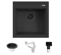 Lavello Quareco incasso 1 vasca 51×51 Prime 50 Granito Nero QLP050NE