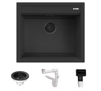 Lavello Quareco incasso 1 vasca 57×51 Prime 60 Granito Nero QLP060NE