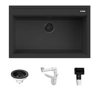 Lavello Quareco incasso 1 vasca 79×51 Prime 80 Granito Nero QLP080NE