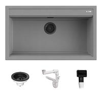 Lavello Quareco incasso 1 vasca 86×51 Prime 90 Granito Grigio QLP090GR