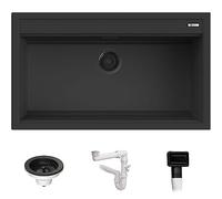 Lavello Quareco incasso 1 vasca 86×51 Prime 90 Granito Nero QLP090NE