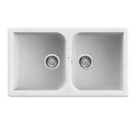 Lavello Quareco incasso 2 vasche 86x50 Prime 862 Granito Bianco QLP862BI