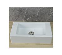 Lavello rettangolare da parete 40 x 20 x 11 cm, mini lavabo salvaspazio in plastica con tubo dell'acqua per cucina e WC, design compatto per piccoli spazi