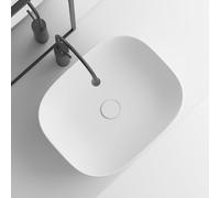 Lavello rettangolare in ceramica bianca, lavabo compatto da appoggio, per piccoli bagni, appartamenti e vanità (46 x 33 x 13,5 cm), elegante lavabo a consolle per WC e balcone