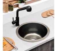 Lavello rotondo grigio Lavello per ristrutturazione cucina Lavello rotondo singolo Lavabo piccolo Lavabo rotondo per bagno