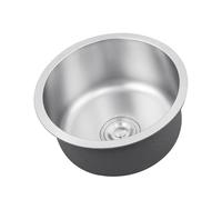Lavello rotondo in acciaio inox 304, a vasca singola, stampaggio monopezzo, ideale per isole da cucina e bar, durevole e facile da pulire