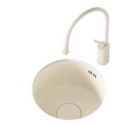 Lavello rotondo in acciaio inox color crema,mini vasca singola,lavello for lavare le verdure,adatto for bancone da bar con isola da cucina aperta(32 * 32 * 19cm(12.5 * 12.5 * 7.4in))