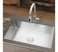 Lavello singolo in acciaio inox SUS304, resistente ai graffi, facile da installare, design indipendente profondo per uso commerciale/ristorante ed elegante (75 x 45 cm)