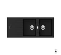 Lavello da incasso 2 vasche 116cm nero