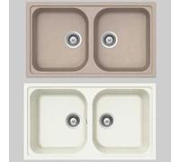 LAVELLO SINTETICO DUE VASCHE INCASSO MOD. LITHOS - Bianco