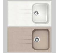 LAVELLO SINTETICO UNA VASCA INCASSO MOD. LITHOS - Bianco