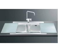 Lavello Smeg LI92B 90x50 cm 2 vasche con vetro bianco