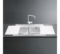 Lavello Smeg LI92B 90x50 cm 2 vasche con vetro bianco
