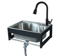 Lavello sospeso in acciaio inox,lavello cucina in acciaio inox lavandino professionale,Slot singolo per montaggio a parete in acciaio inossidabile 304 con portasciugamani e rubinetto per garage, ( Siz
