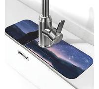 Lavello Splash Guard Rubinetto Mat 38,1 x 14 cm, Super Absorben Diatomite Asciugatura rapida Pietra Rubinetto Ventosa, Ragazza guardando stelle Rubinetto Drip Catcher Vassoio Tappetino di asciugatura