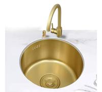 Lavello Tondo Da Cucina Lavello Oro Lavello Piccolo Acciaio Inox 304 Lavello Sottopiano Rubinetto Oro Accessori Completi (32CM)