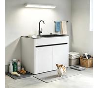 Lavello Tutto-in-Uno in Acciaio Inox con Mobiletto Nido d'Ape, Rubinetto e Scarico per Cucina Commerciale, Lavanderia e Garage