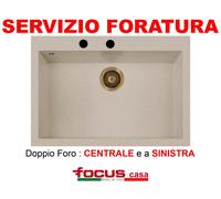 Lavello Ulisse 79 Mix cm 76x50 1 vasca/vascone piletta ottone Avena Made Italy