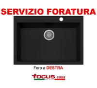 PLADOS Lavello Cucina 1 Vasca incasso cm 76x50 - ON7610 UG 70 Nero Matt