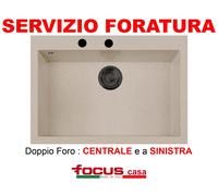 Lavello Ulisse Mix cm 76x50 1 vasca/vascone piletta PVD nero Avena Made Ital