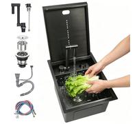 Lavello Workstation da Cucina 45x35 cm, Lavello Workstation Nascosto in Acciaio Inox 304 con Coperchio e Rubinetto Pieghevole a 360°, Lavello Sottotop a Vasca Singola per Cucina, Bar e Camper